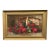 Antique Victorian Still Life Oil Painting on Canvas Basket of Roses With Bees For Sale