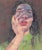 Shadow Work by Maria Housley | Oil on Clayboard Portrait of a woman with shadowed face For Sale