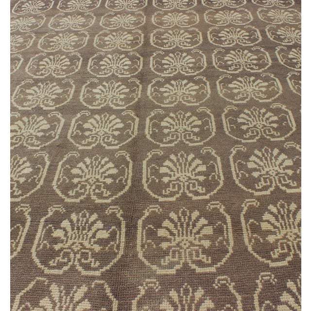All-Over Design Vintage Turkish Tulu Rug With Cream and Gray/Aubergine For Sale In Atlanta - Image 6 of 8