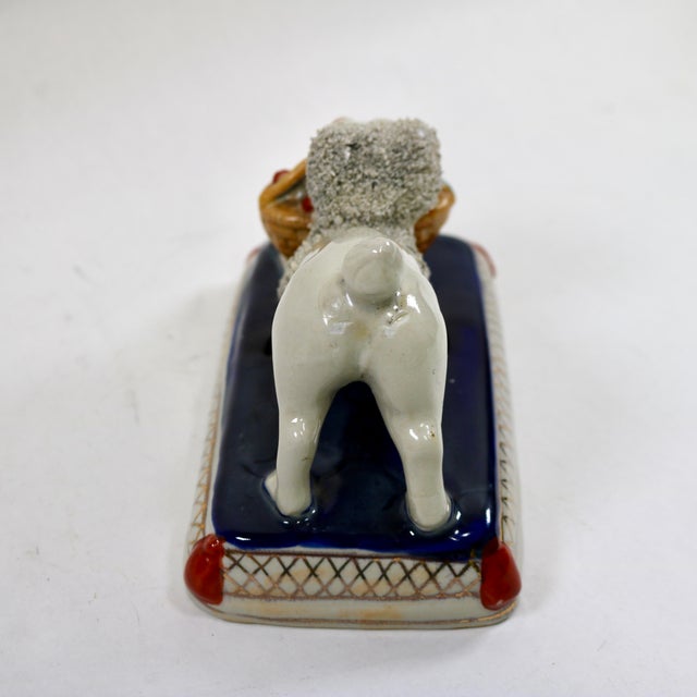 Staffordshire Antique Staffordshire Confetti Poodle W/ Basket Figurine For Sale - Image 4 of 11