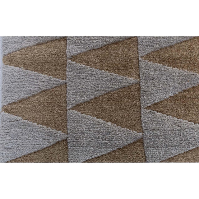 Taupe Modern Art Deco Inspired High and Low Runner by Doris Leslie Blau For Sale - Image 8 of 10