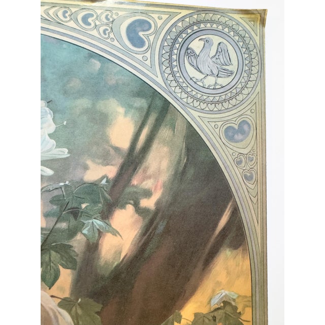 Paper Vintage French Alphonse Mucha Lu Advertising Poster Reproduction – Sarah Bernhardt For Sale - Image 7 of 17