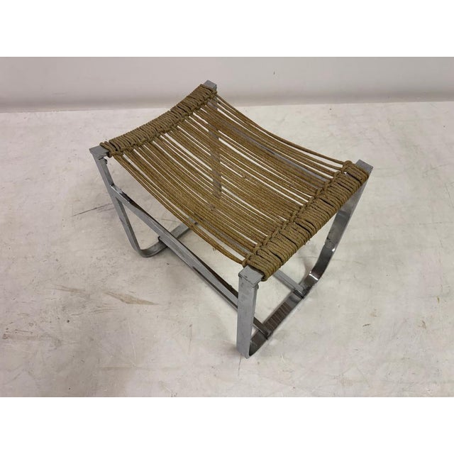 Chrome Plated Steel Stool by Jacques Adnet, 1950s For Sale - Image 9 of 13