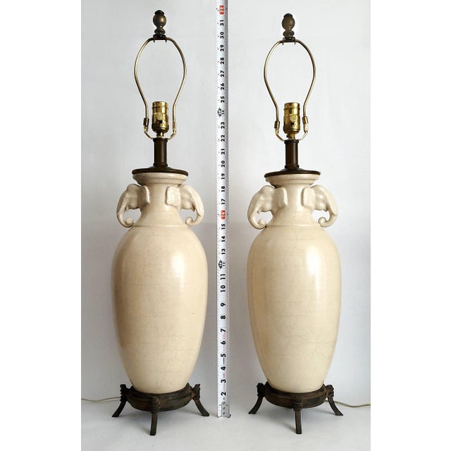 Maitland - Smith Lamp Pair Maitland Smith Elephants Signed For Sale - Image 4 of 13