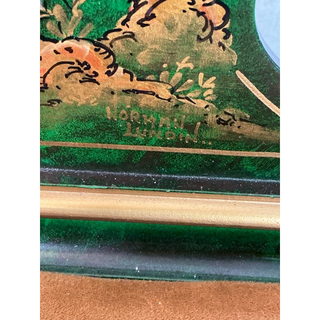 Exceptional signed chinoiserie-style armchair by Norman Lundin featuring a richly lacquered emerald green finish with...