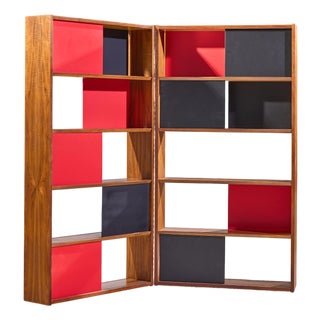 Evans Clark for Glenn of California Mid Century Walnut Room Divider Bookshelf For Sale