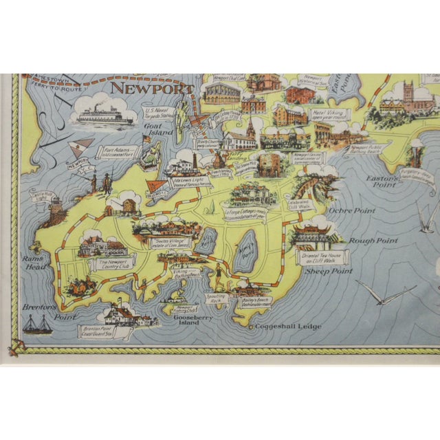 Traditional Mount Hope Bridge, Bristol, Rhode Island Map, 1933 For Sale - Image 3 of 7