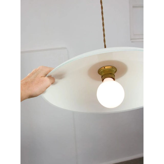 Mid-Century Italian Saucer Glass and Brass Pendant Lamp For Sale - Image 14 of 18