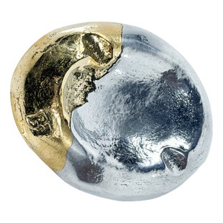 Brutalist Aluminium and Brass Ashtray, 1970s For Sale