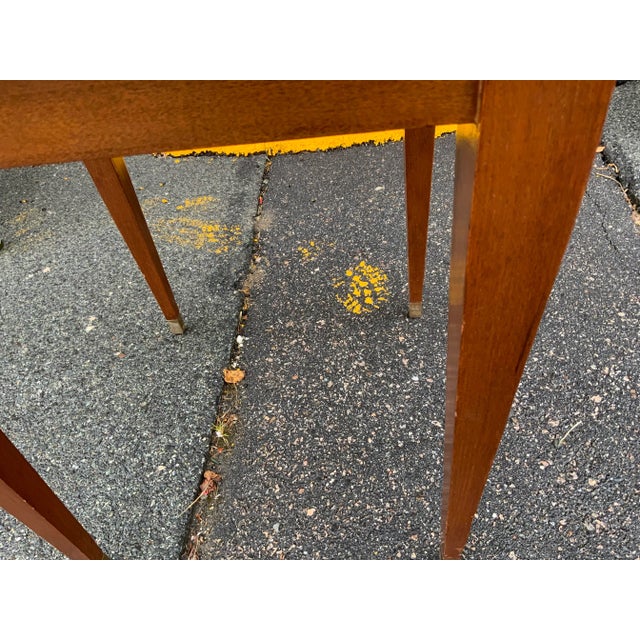 Wood Contemporary Side Table With Cast Bronze Fluted Molding For Sale - Image 7 of 11