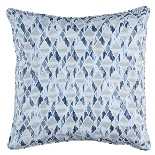 Contemporary Schumacher Dexter Indoor/Outdoor 20" Pillow in Blues For Sale - Image 3 of 3