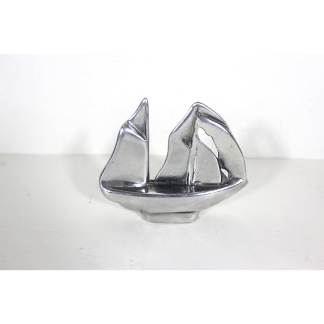 Metal Mid Century Modern Hoselton Canada Aluminum Sailboat Sculpture, Modernist Signed 1084 For Sale - Image 7 of 8