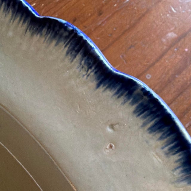 Large Antique Pearlware Blue Feather Edge Platter For Sale - Image 6 of 17