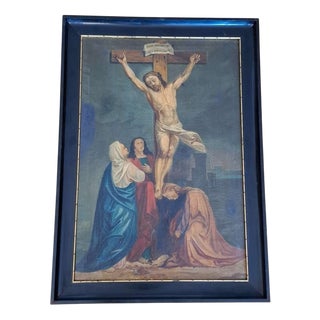 Circle of Anthony Van Dyck, The Crucifixion, 1800s, Oil on Canvas & Wood For Sale