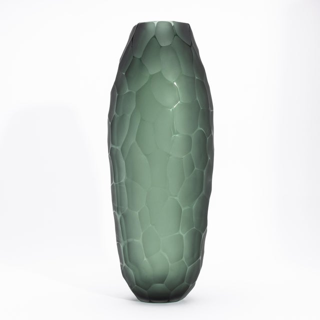 Hand-Blown Modern Tall Murano Vase in Eucalyptus Green, this exquisite piece is a true testament to the unparalleled...