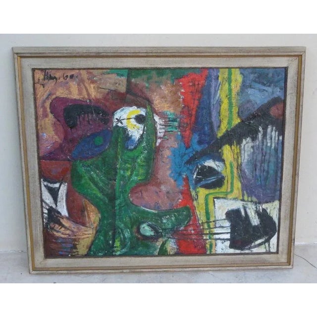 Blue 1960s Vinage Abstract Canvas Painting For Sale - Image 8 of 8