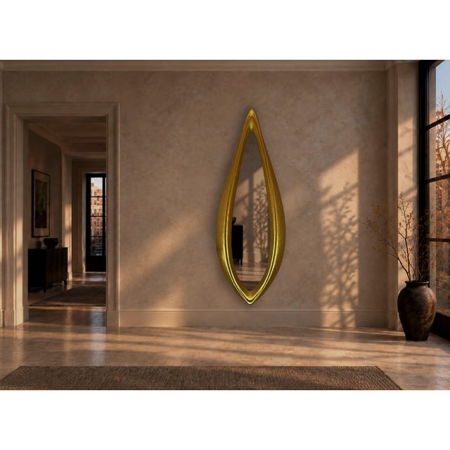 Studio Delmar No. 2 — Sculptural Wall Mirror, Gold, Made to Order For Sale - Image 9 of 11