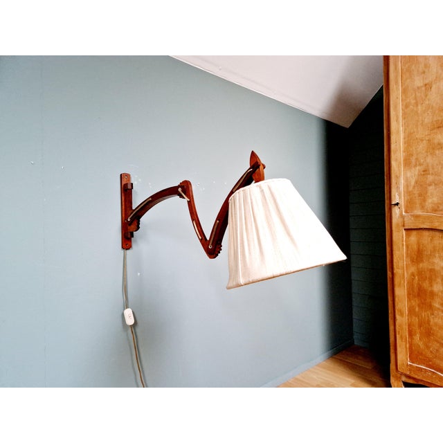 Scandinavian Teak Scissor Wall Light, 1960s For Sale - Image 3 of 16