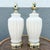 Hollywood Regency Hollywood Regency White Glass Scalloped Table Laps With Gold Accents - A Pair For Sale - Image 3 of 7