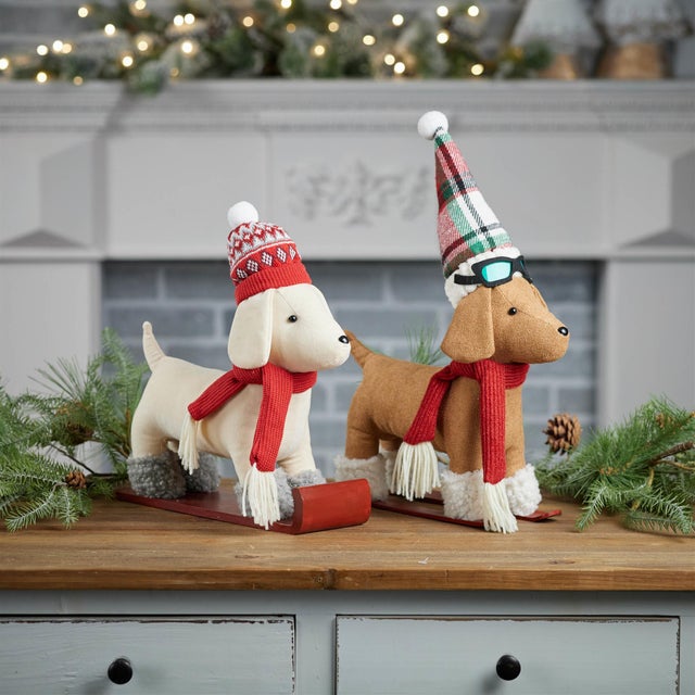 2020s Plush Dog Character on Sled and Skis (Set of 2) For Sale - Image 5 of 6