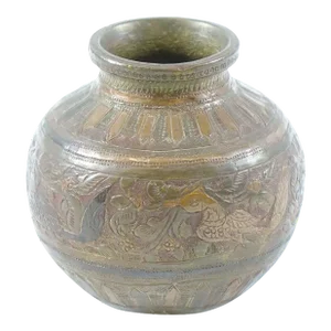 Antique Hand Carved Copper Vase