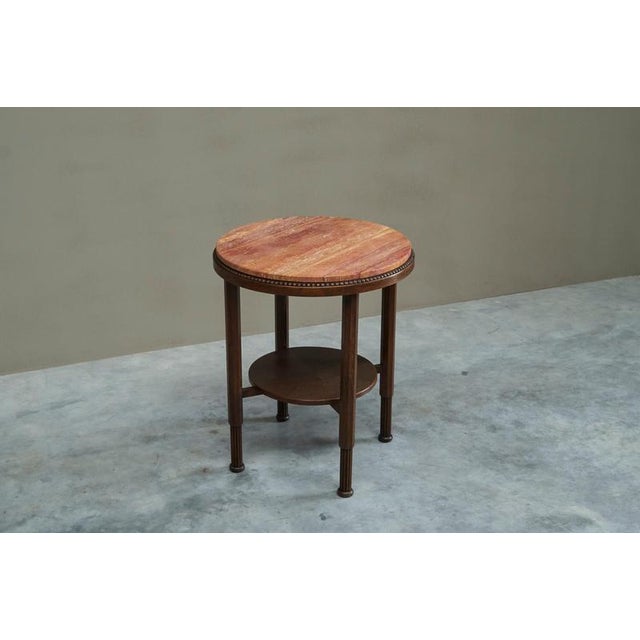 Art Deco Side Table in Oak and Red Travertine, 1930s For Sale - Image 10 of 14