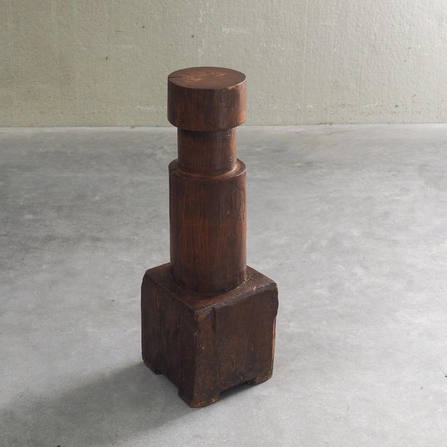 Brutalist Vintage Sculptural Wood Pedestal, 1950s For Sale - Image 3 of 13