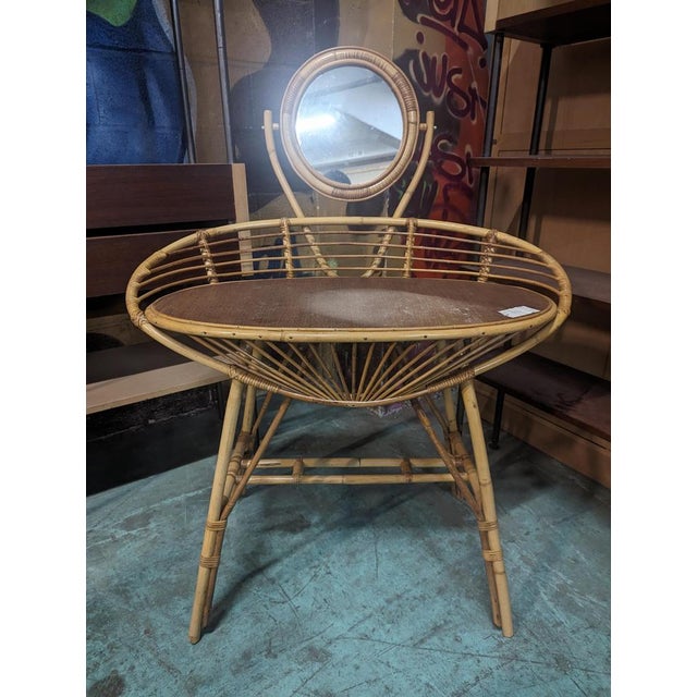 Rattan Dressing Table and Chair, Set of 2 For Sale - Image 3 of 7