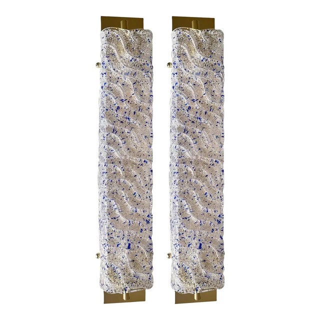 Glass Gold Wall Sconces with Blue Graniglia Murano Glass by Simoeng for Simoeng, Set of 2 For Sale - Image 7 of 7