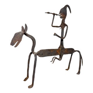 Antique Handmade Wrought Iron West African Bambara Mali Hunting Sculpture Statue For Sale
