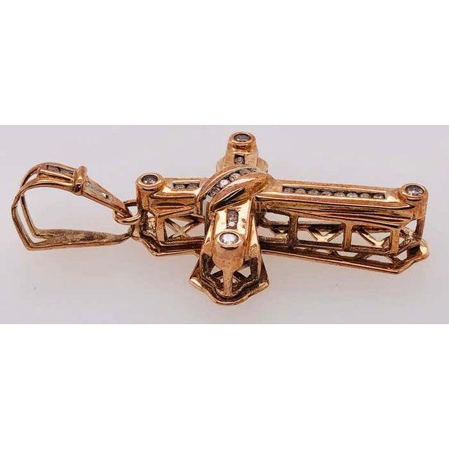 2010s 14 Karat Yellow Gold Crucifix Cross Pendant With .50 Total Diamond Weight For Sale - Image 5 of 10