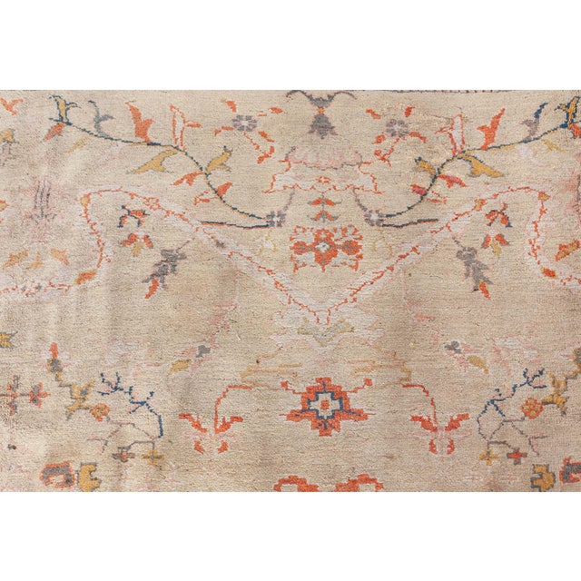 Textile Antique Turkish Oushak Rug For Sale - Image 7 of 9