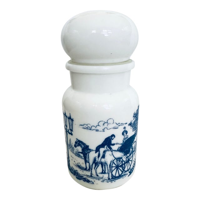 Vintage Belgian Blue Victorian Apothecary Bottle/Jar For Sale