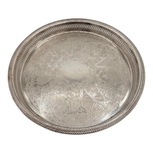 Mid-Century f.b. Rogers Silverplate Cocktail & Serving Tray With Pierced Gallery