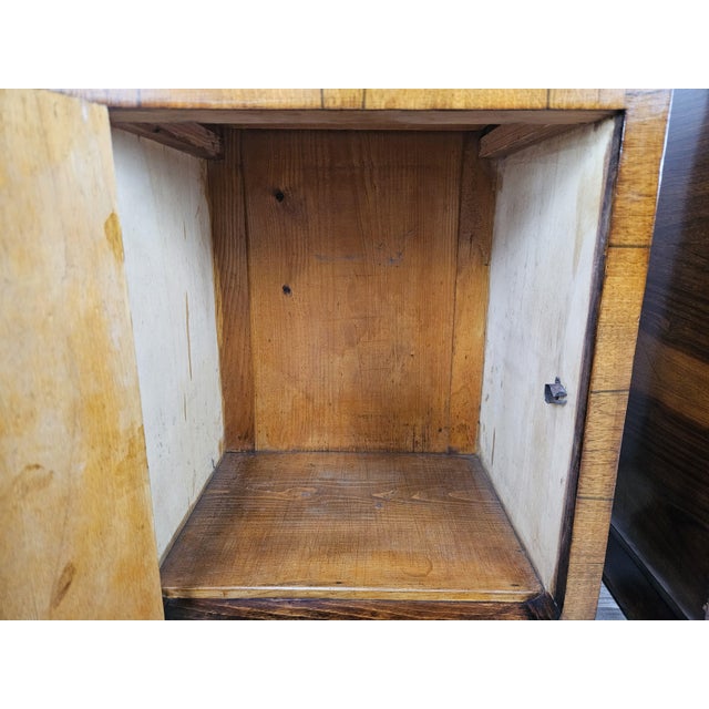 Art Deco Walnut Bedside Tables with Doors and Drawers, 1940s, Set of 2 For Sale - Image 15 of 18