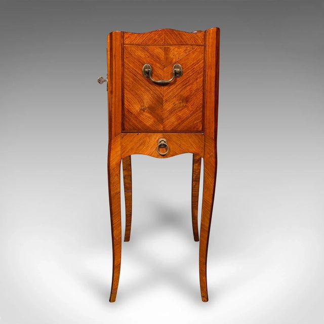 Wood Antique Side Table, Italian, Kingwood, Marble, Bedside Nightstand, Victorian For Sale - Image 7 of 12