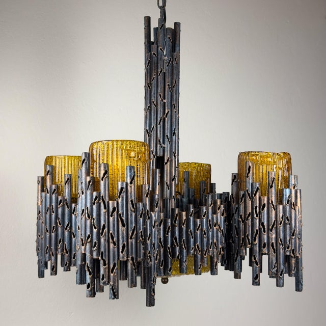 Brutalist Chandelier by Marcello Fantoni for Fantoni Studio, Florence, Italy, 1960s For Sale - Image 10 of 18