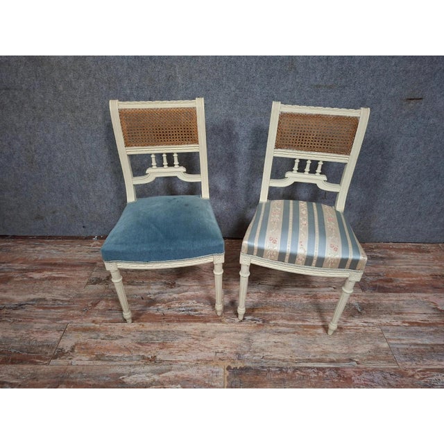 Blue Louis XVI Chairs in Lacquered Wood For Sale - Image 8 of 8
