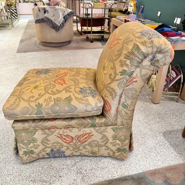 Vintage Gold Upholstered Slipper Chair For Sale - Image 4 of 11