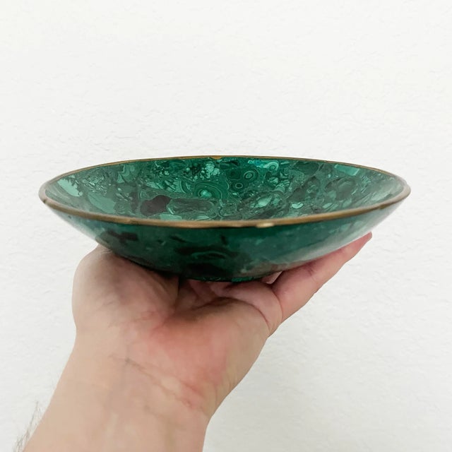 Malachite & Brass Bowl, 1970s For Sale - Image 9 of 9