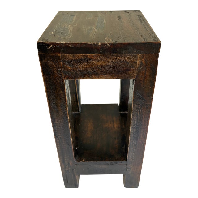 Rustic Solid Pine Two-Tier Stand For Sale