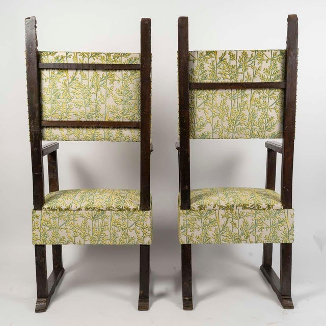 Green Antique High Period Style Armchairs, 1800s, Set of 2 For Sale - Image 8 of 9