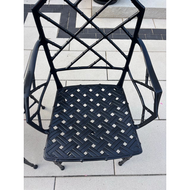 Metal Vintage Restored Chinoiserie Calcutta Patio Chairs by Brown Jordan- Set of 4 For Sale - Image 7 of 12