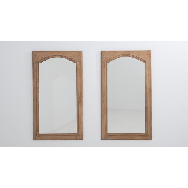 19th Century French Pair of Oak Wall Mirrors, Tall Format For Sale - Image 4 of 8