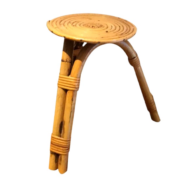 Rattan Stool, 1950s For Sale