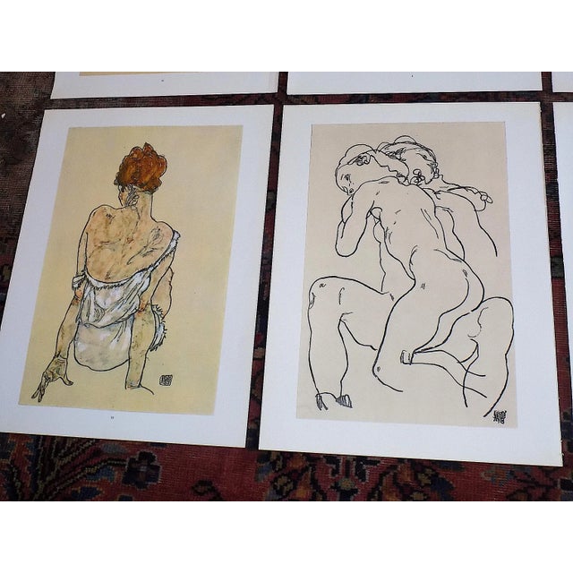 Authentic Vintage 20th Century Signed Egon Schiele Expressionist Nude Female Figural Lithographs - Set of 12 For Sale In Cincinnati - Image 6 of 8
