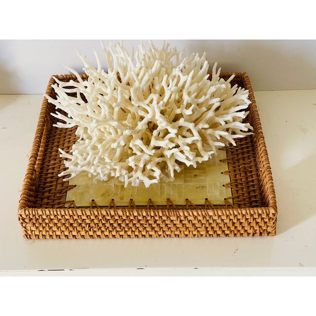 1960s 1960s Capiz Shell With Straw Handmade Tray For Sale - Image 5 of 5