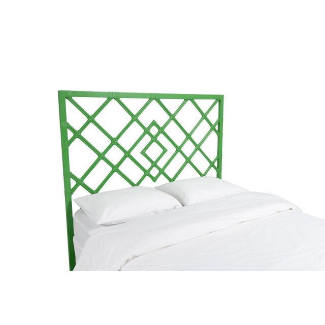This headboard features classic Rattan design in a geometric pattern. Constructed of solid rattan and hand bound with...