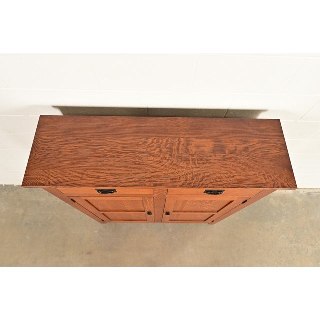 Stickley Style Mission Oak Arts & Crafts Bookcase or Bar Cabinet For Sale - Image 14 of 16