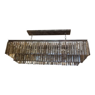 Glass & Metal Rectangular Two-Tier Chandelier For Sale
